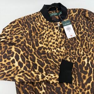 Lauren Ralph Lauren Leopard Print Bomber Jacket XS NWT Zip Front